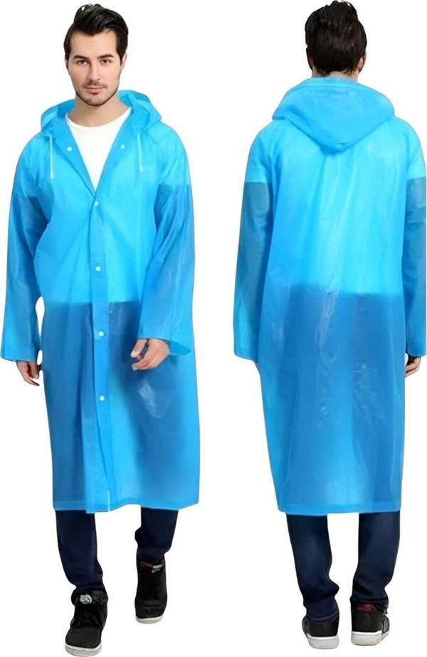 Uniquetrenders Erkek Rüzgar Geçirmez Kapüşonlu Yağmurluk Eva Yağmurluk Mavi Standart - Image 1