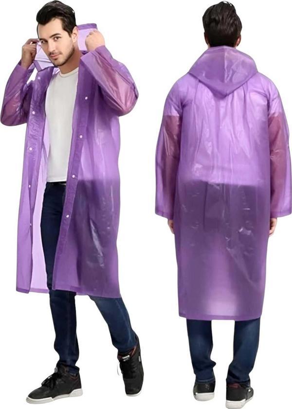 Uniquetrenders Erkek Rüzgar Geçirmez Kapüşonlu Yağmurluk Eva Yağmurluk Mor Standart - Image 1