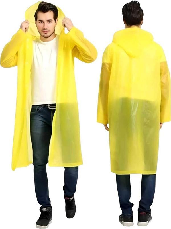 Uniquetrenders Erkek Rüzgar Geçirmez Kapüşonlu Yağmurluk Eva Yağmurluk Sarı Standart - Image 1