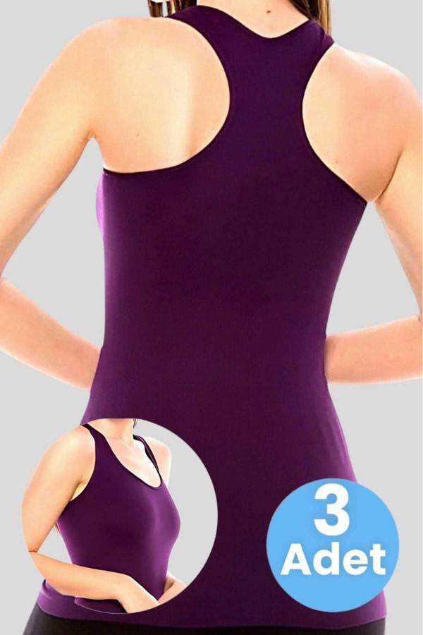 Uniquetrenders Kadın Sporcu Atlet Fitness Atlet Pilates Atlet Yoga Atlet 3'Lü Set Mor Standart - Image 1