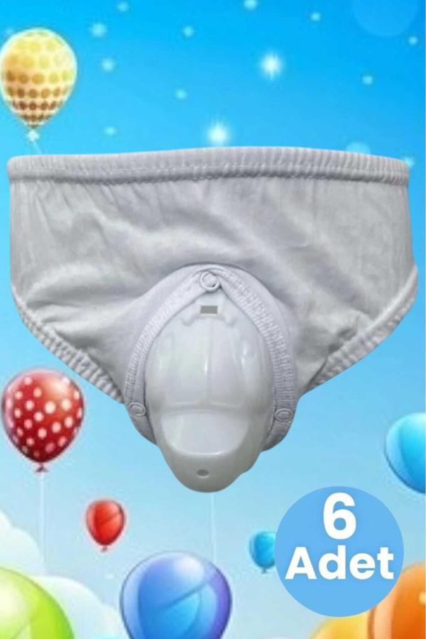 Uniquetrenders 6'Lı  Arabalı Kasık Koruyucu Sünnet Külodu Beyaz 5-8 Yaş - Image 1