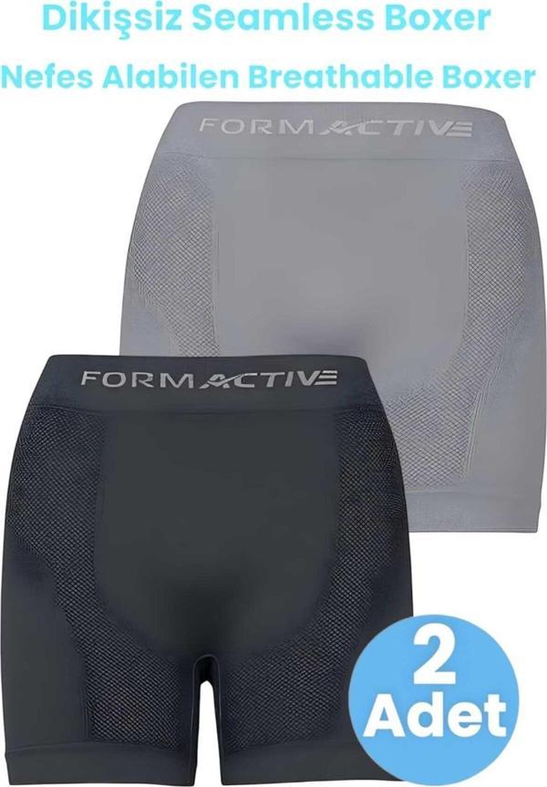 Uniquetrenders Erkek Dikişsiz/Seamless Nefes Alabilen Boxer 2'Li Set Gri - Füme L-XL - Image 1