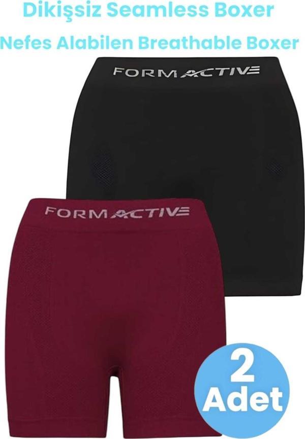 Uniquetrenders Erkek Dikişsiz/Seamless Nefes Alabilen Boxer 2'Li Set Siyah - Bordo L-XL - Image 1