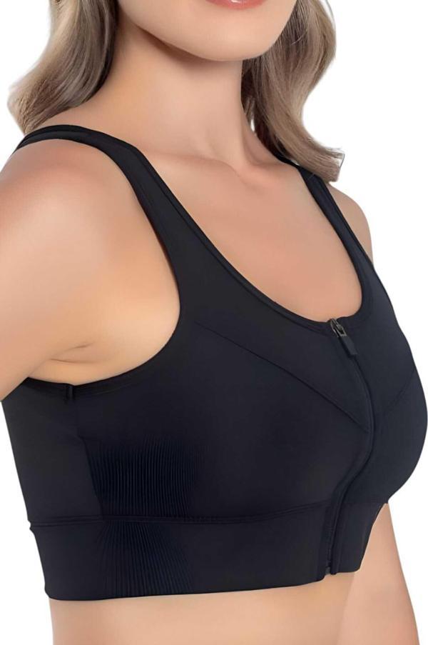 Uniquetrenders Kadın Fermuarlı Büstiyer Kadın Fermuarlı Crop Siyah S-M - Image 1