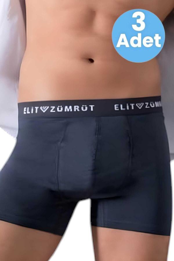 Uniquetrenders Erkek Pamuklu Baklava Lastikli  3'Lü Boxer Füme 2XL - Image 1