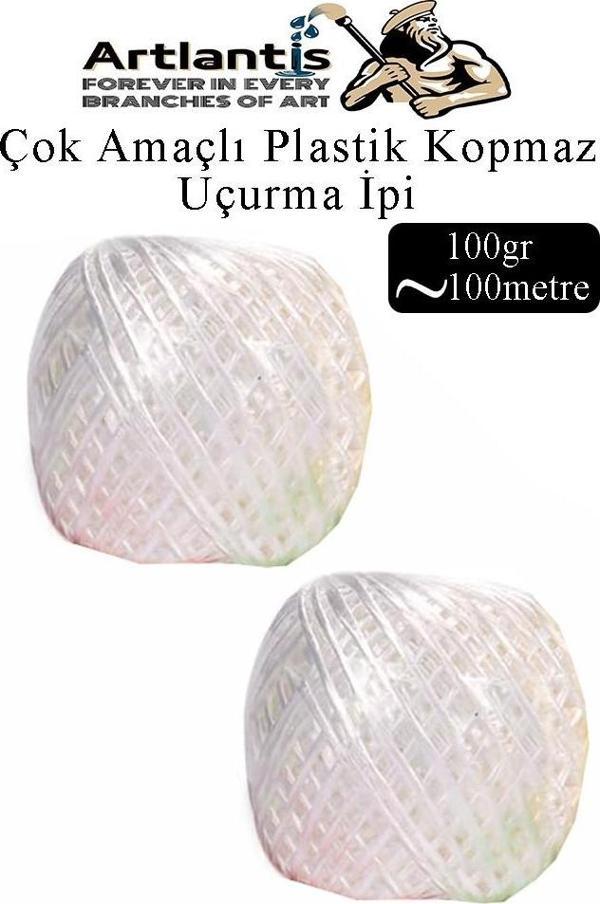 Çok Amaçlı Plastik Kopmaz Uçurtma İpi Çamaşır İpi 2 Adet Renkli 100 Metre Naylon İp Çırpı İpi Çizim İnşaat Duvar İpi - Image 1