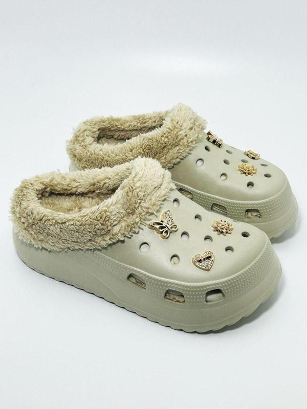 Kadın Taşlı Crocs Tarzı Kışlık Terlik - Image 1