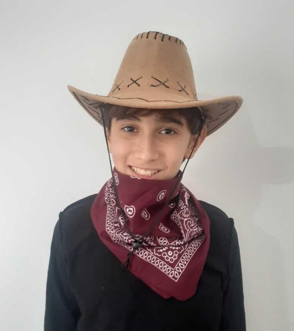 Uniquetrenders Çocuk Unisex 8 - 14 Yaş Süet Kovboy Şapkası Bordo Bandana Hediye Koruma Kutulu Gönderim Capuccino 54 CM - Image 1