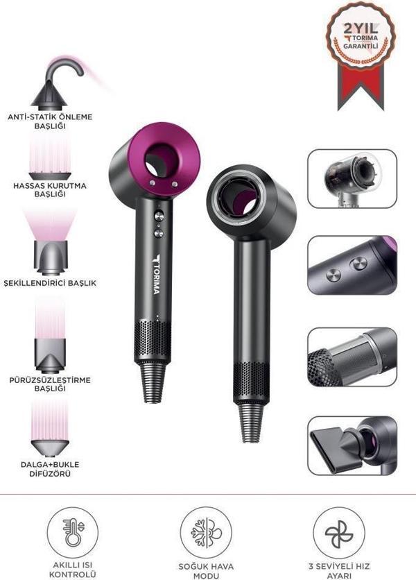 Torima H5 Pembe Güçlü Saç Kurutma Makinesi Saç Şekillendirici - Image 1