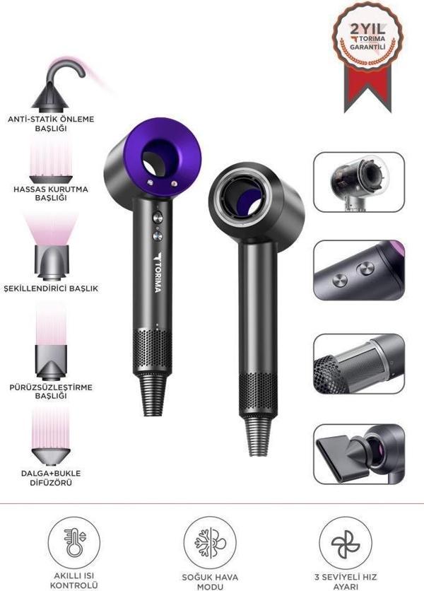 Torima H5 Mor Güçlü Saç Kurutma Makinesi Saç Şekillendirici - Image 1