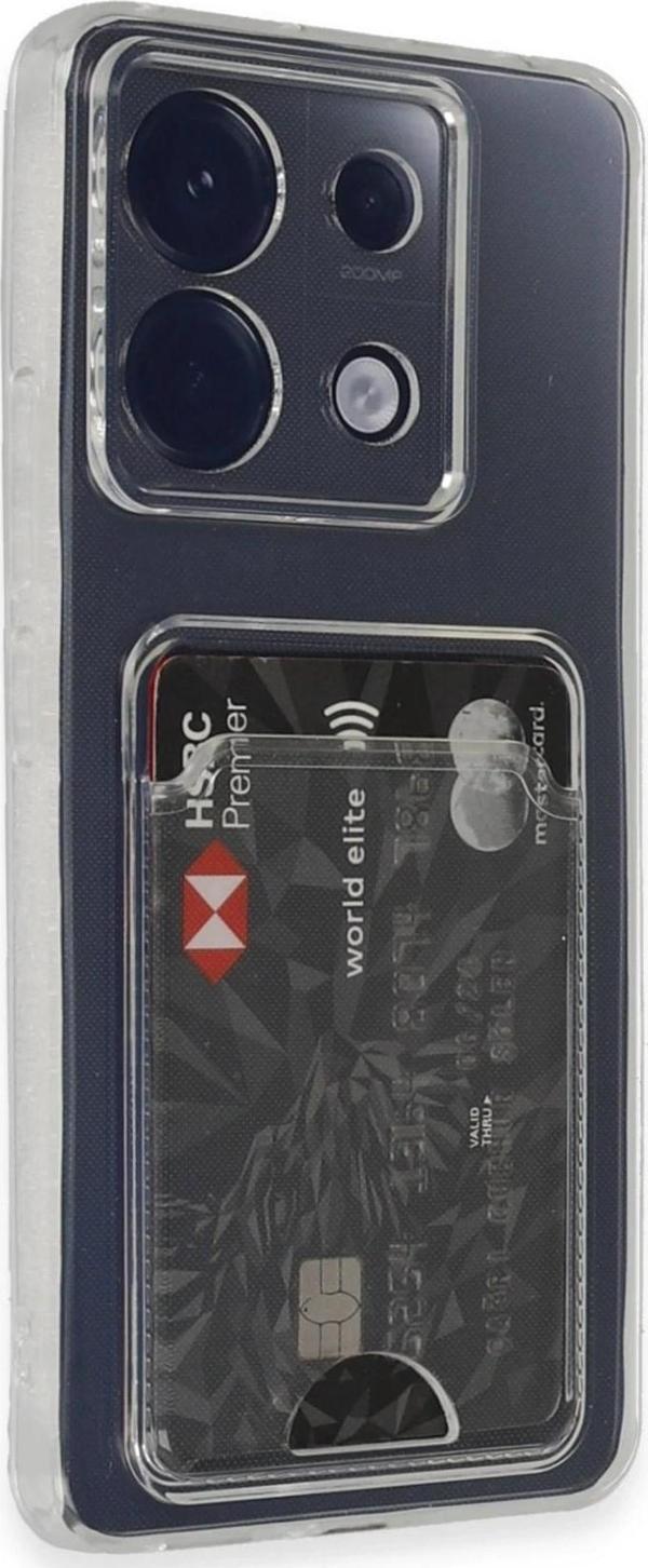 Xiaomi Poco X6 Uyumlu Kartlı Şeffaf Silikon Kılıf  - Image 1