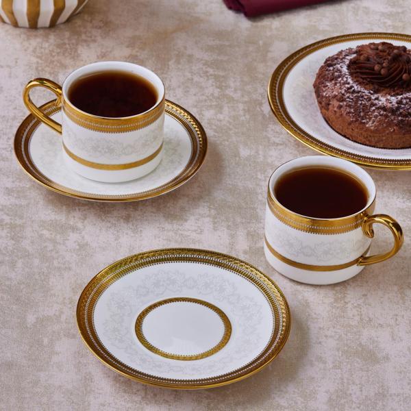 Karaca Royal Bone Charlotte 2 Kişilik Çay Fincan Takımı - Image 1