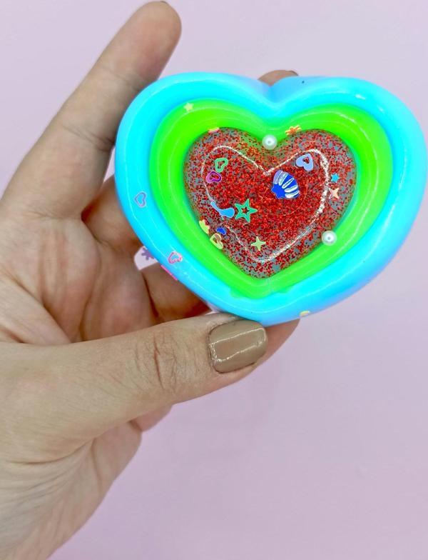 Sevimli Kalp Squishy Simli Yumuşacık (7x9 cm) Kalp Sukuşi - Mavi - Image 1