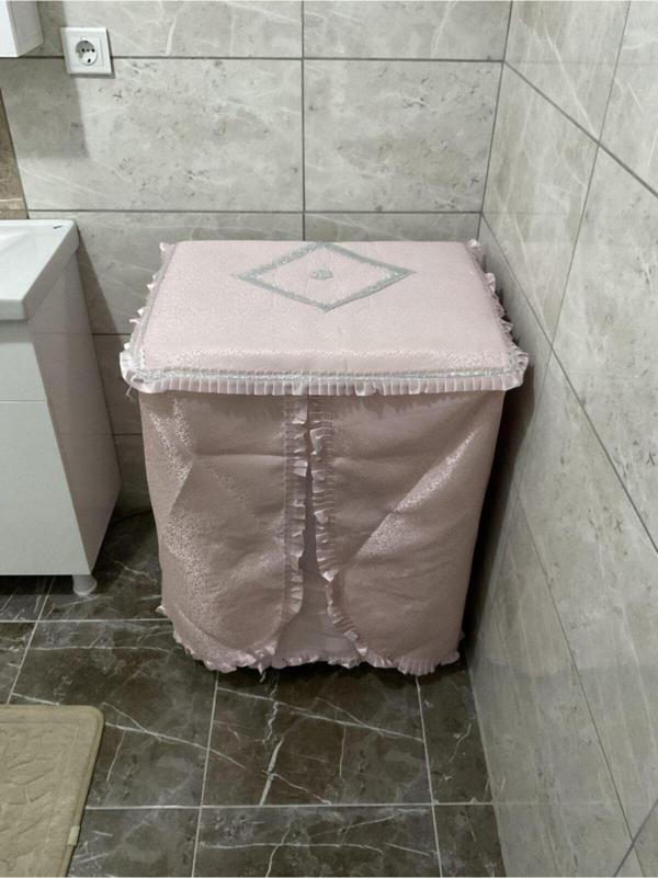 Çalışkan Çeyiz Evi Modern Lüx Simli Çamaşır Makinesi Örtüsü Pudra Makine Örtüsü - Image 1