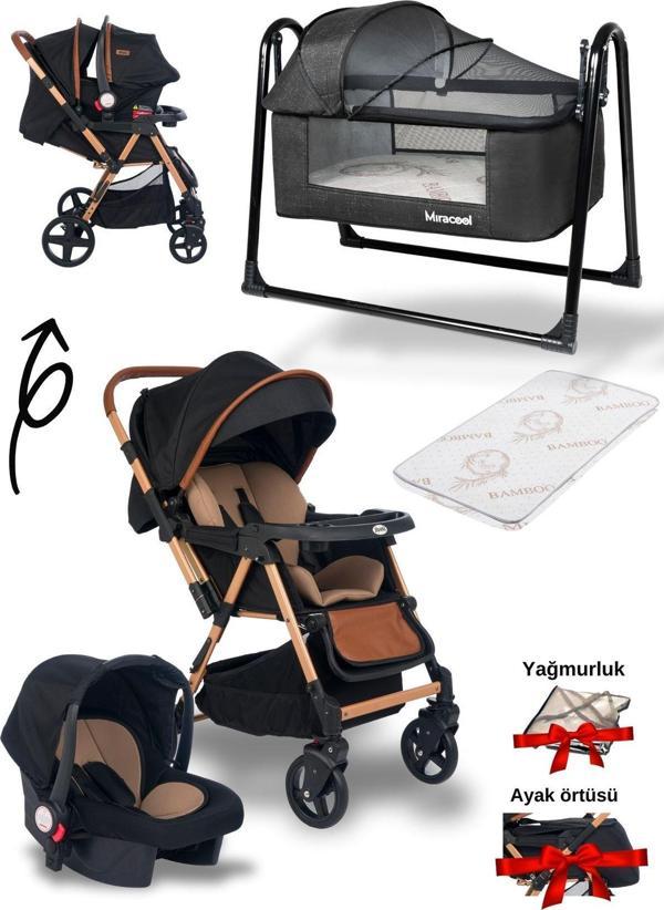 Joell 4'Lü Set Trendy Bebek Arabası&Puset&Beşik&Yatak - Image 1