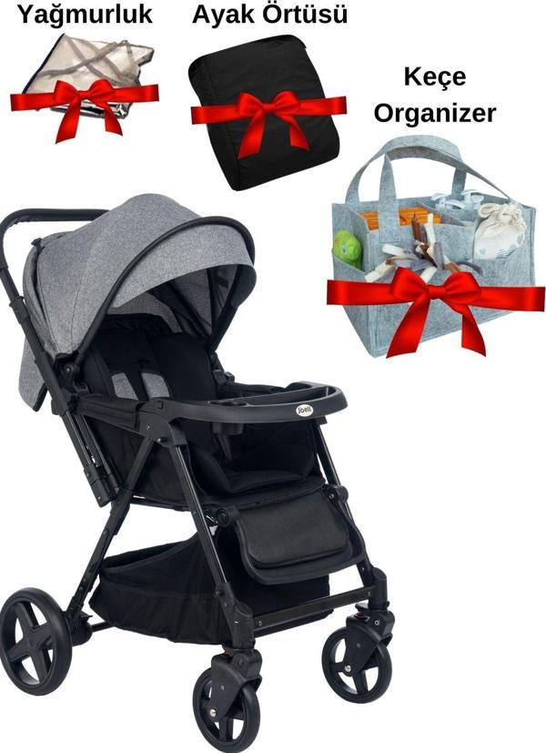 Joell Trendy Çift Yönlü Bebek Arabası / Keçe Organizer / Ayak Örtüsü / Yağmurluk - Image 1