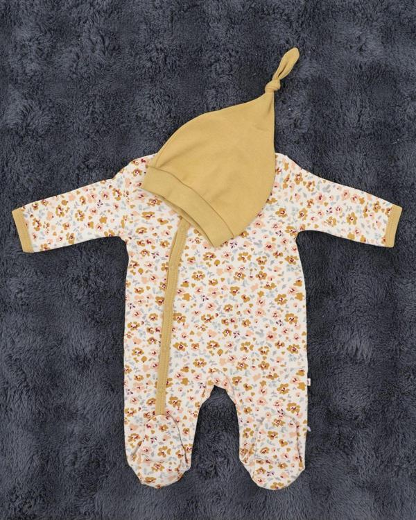 Miracool %100 Pamuklu Çıtçıtlı Bebek Tulum / Şapka Hediyeli Yenidoğan Tulum - Image 1