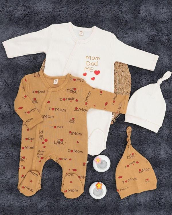 Miracool Unisex 2’Li Bebek Tulum Seti – %100 Pamuk + 2 Adet Şapka - Image 1