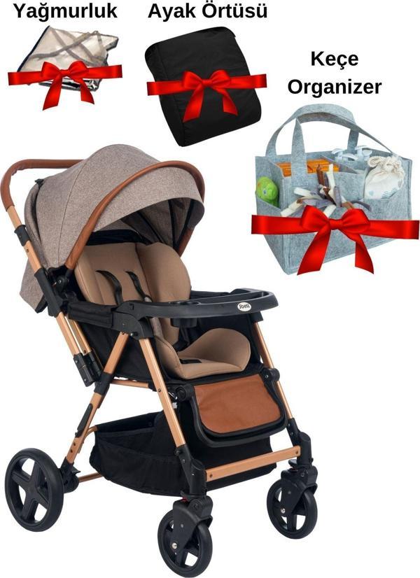 Joell Trendy Çift Yönlü Bebek Arabası / Keçe Organizer / Ayak Örtüsü / Yağmurluk - Image 1