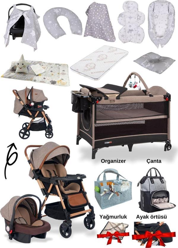 Joell 19 Parça Yenidoğan Seti/Bebek Seti/Joell Trendy Bebek Arabası/Puset/Anne Yanı Park Beşik +16 Parça - Image 1