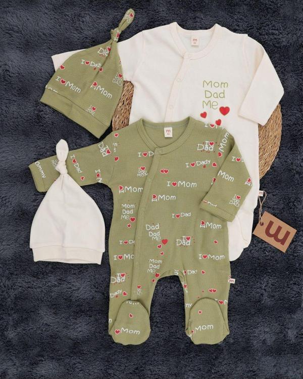 Miracool 2’Li Bebek Tulum Seti – %100 Pamuk + 2 Adet Şapka - Image 1