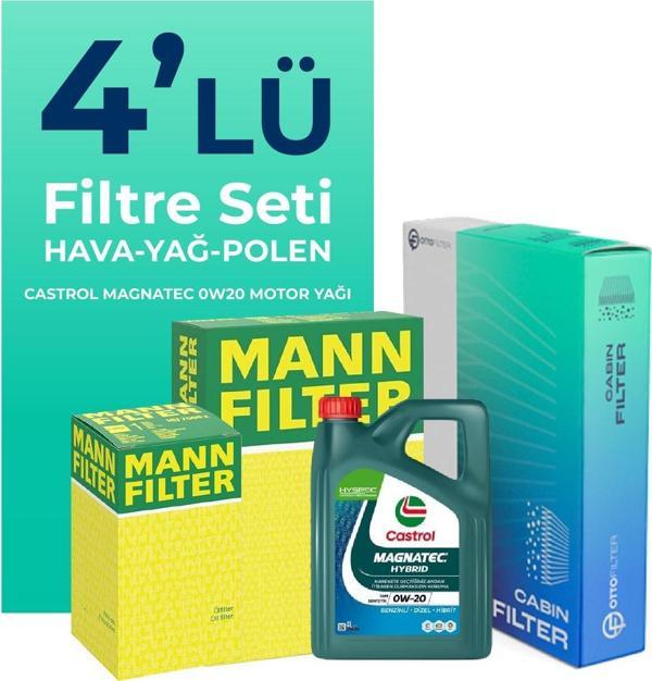 MANN Audi A3 1.0 Tfsi Filtre Bakım Seti Castrol Motor Yağlı (2016-2019) 4 Lü - Image 1