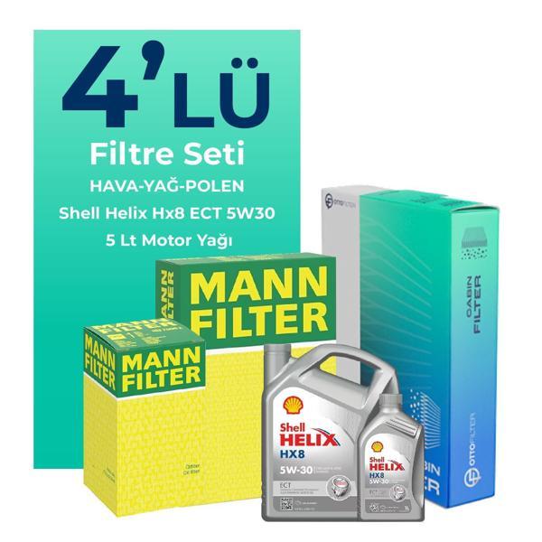 MANN BMW 1.18 i Filtre Bakım Seti Shell Motor Yağlı (2007-2011) 4 Lü - Image 1