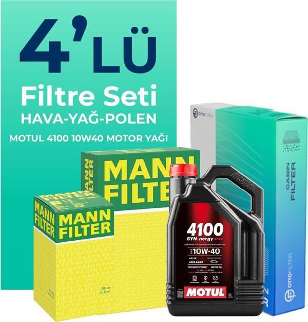 MANN Fiat Doblo 1.4 Benzinli Filtre Bakım Seti Motul Motor Yağlı (2001-2010) 4 Lü - Image 1