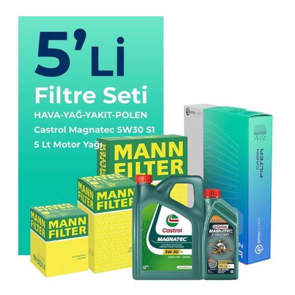 MANN Fiat Doblo 1.6 Dizel Filtre Bakım Seti Castrol Motor Yağlı (2010-2015) 5 Li - Image 1