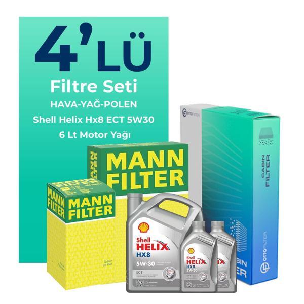 MANN Fiat Ducato 2.3 Dizel Filtre Bakım Seti Shell Motor Yağlı (2015-2020) 4 Lü - Image 1