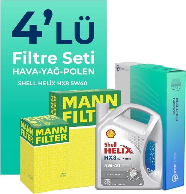 MANN Fiat Sedici 1.6 Benzin Filtre Bakım Seti Shell Motor Yağlı (2005-2009) 4 Lü - Image 1