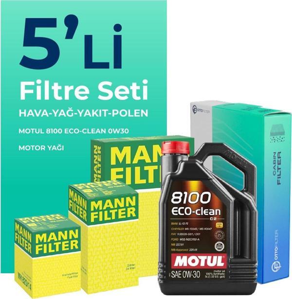 MANN Ford Focus 1.5 Dizel Filtre Bakım Seti Motul Motor Yağlı (2014-2017) 5 Li - Image 1