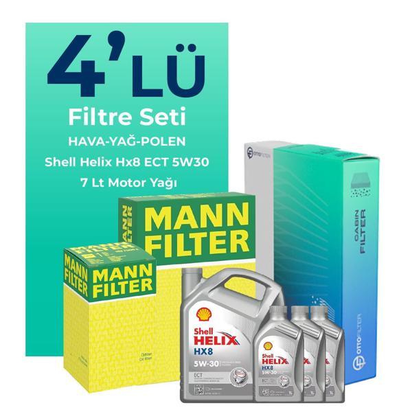 MANN Ford Transit Custom 2.2 Dizel Filtre Bakım Seti Shell Motor Yağlı (2012-2019) 4 Lü - Image 1