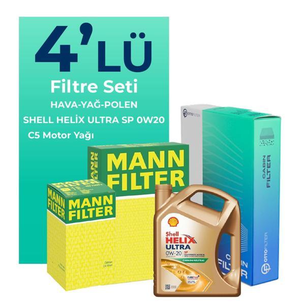 MANN Honda Civic 1.5 Benzin FC5 Filtre Bakım Seti Shell Motor Yağlı (2017-2021) 4 Lü - Image 1