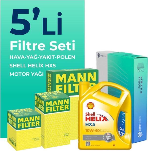 MANN Jeep Grand Cherokee 3.1 Dizel Filtre Bakım Seti Shell Motor Yağlı (1999-2002) 5 Li - Image 1