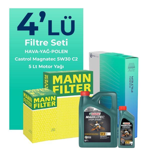 MANN Opel Zafira 1.6 115 HP Filtre Bakım Seti Castrol Motor Yağlı (2008-2010) 4 Lü - Image 1