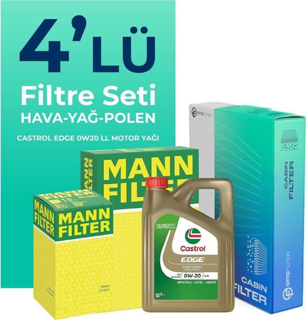 MANN Range Rover Sport 2.0 Benzinli Filtre Bakım Seti Castrol Motor Yağlı (2017-2023) 4 Lü - Image 1