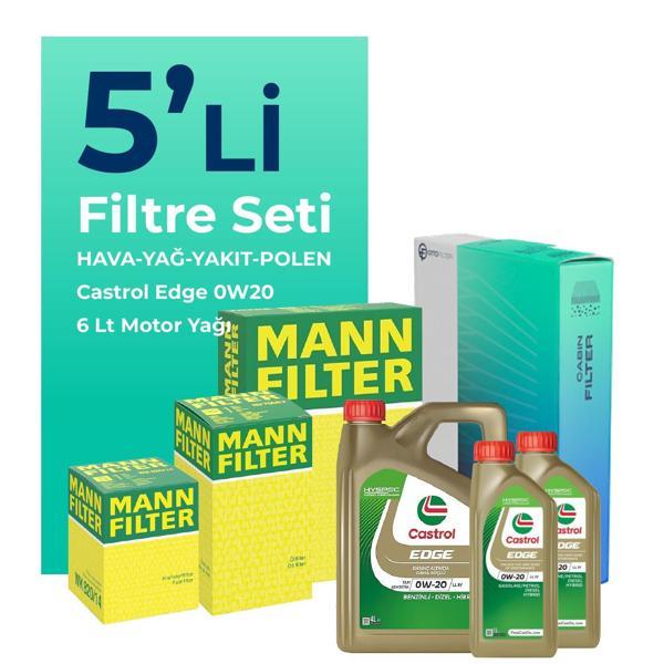 MANN Volkswagen Caddy 2.0 Dizel Filtre Bakım Seti Castrol Motor Yağlı (2020-2025) 5 Li - Image 1