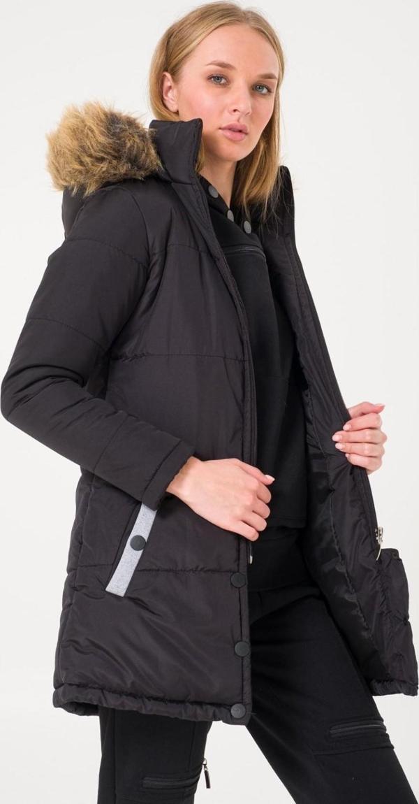 Kışlık Kürk Yaka Şişme Kadın Mont - Image 1