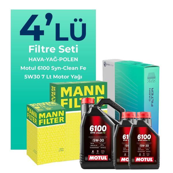 MANN Volkswagen Transporter T5 2.0 Dizel Filtre Bakım Seti Motul Motor Yağlı (2009-2015) 4 Lü - Image 1