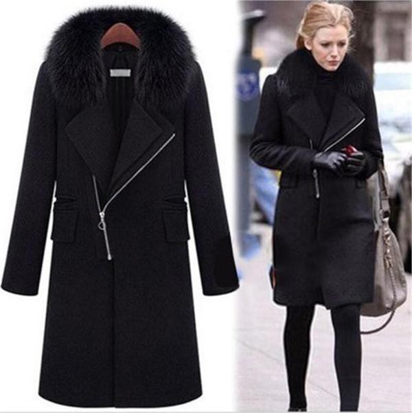 Kışlık Kürklü Kaşe Kadın Kaban - Image 1