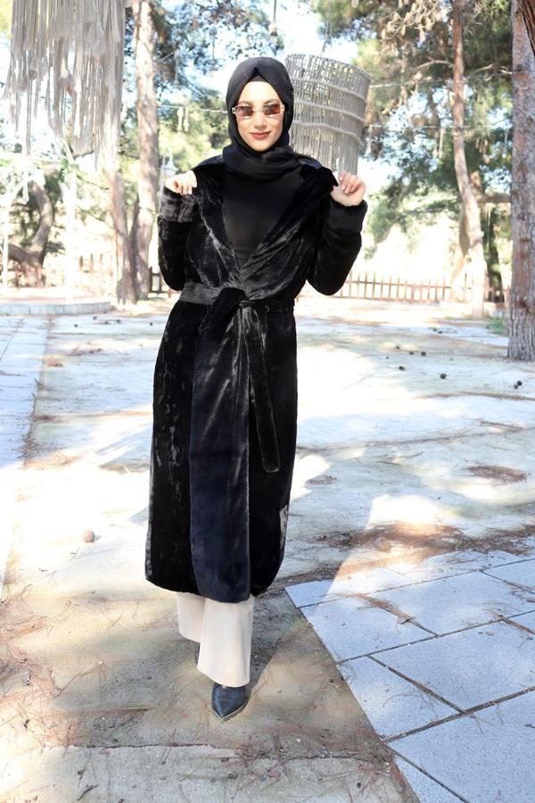 Kışlık Kürk Kadın Ceket Tam Tesettür Boy - Image 1