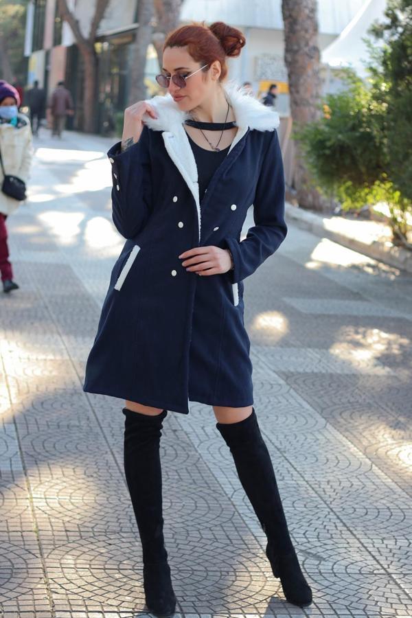 Kışlık Günlük Kaşe Kadın Kaban - Image 1