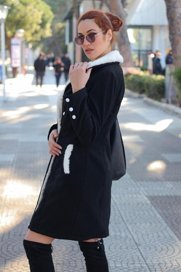 Kışlık Günlük Kaşe Kadın Kaban - Image 1