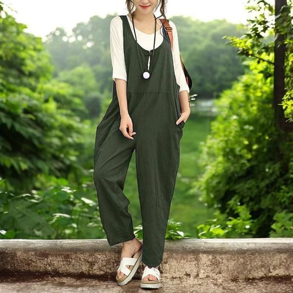 Yazlık Salopet Rahat Keten Tulum - Image 1