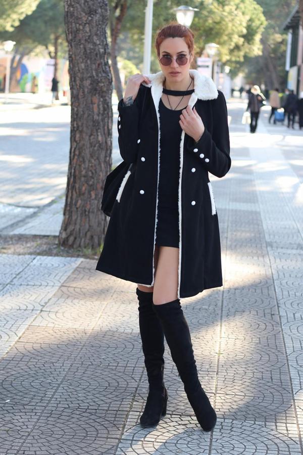 Kışlık Günlük Kaşe Kadın Kaban - Image 1