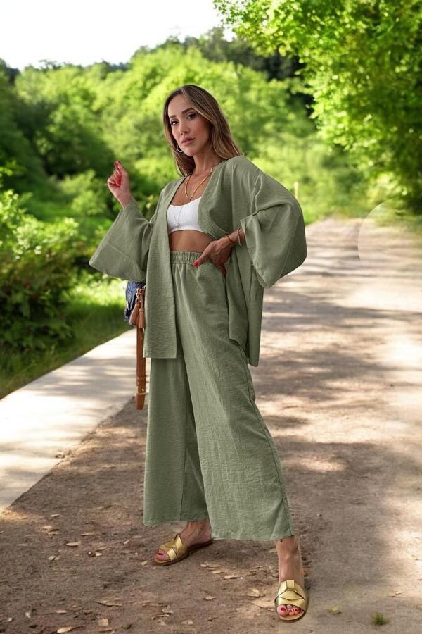 Yazlık Rahat Kimono Keten Takım - Image 1