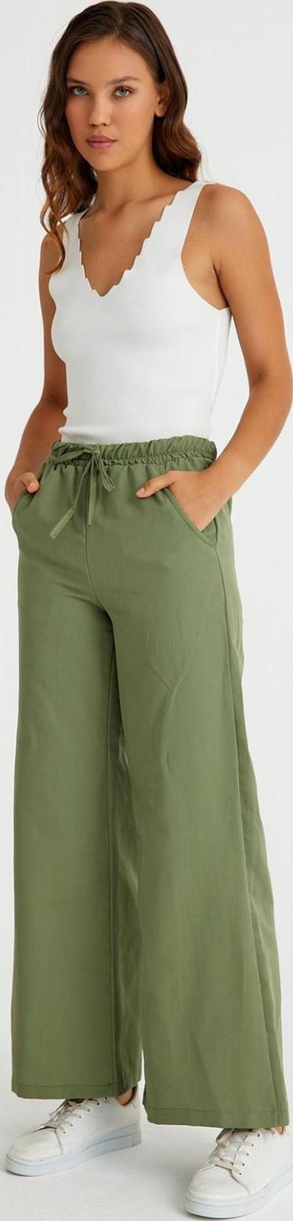 Keten Günlük Pantolon Beli Lastikli Bağcıklı - Image 1
