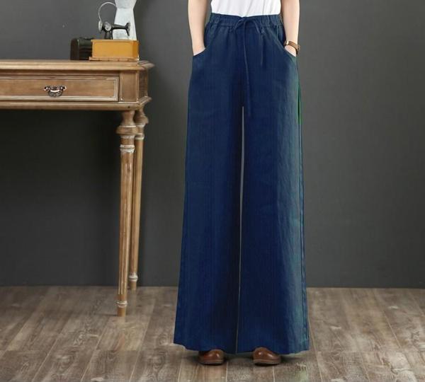 Keten Günlük Pantolon Beli Lastikli Bağcıklı - Image 1