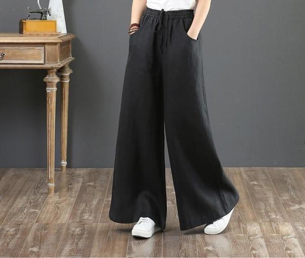 Keten Günlük Pantolon Beli Lastikli Bağcıklı - Image 1